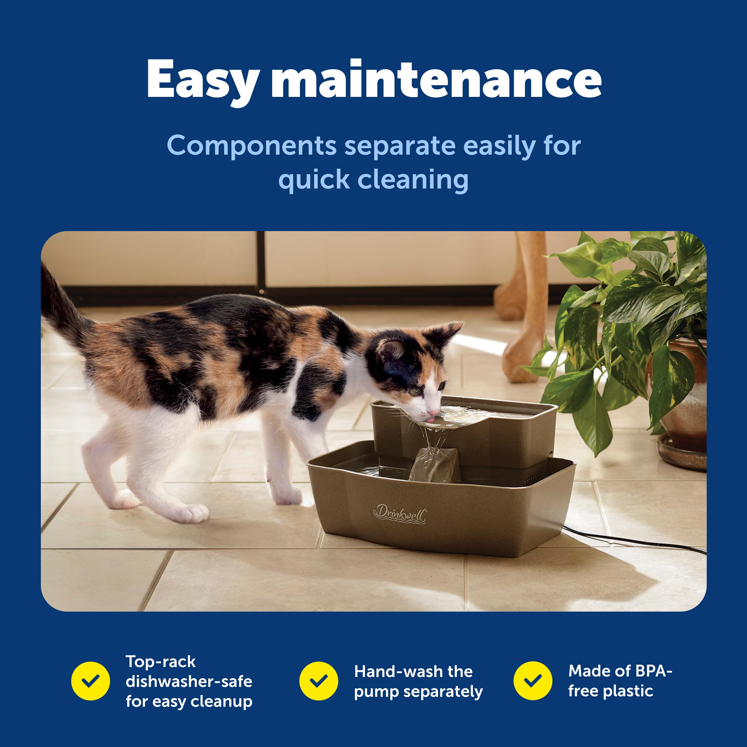 PetSafe Drinkwell Multi-Tier: base apta para lavavajillas para limpieza rápida.