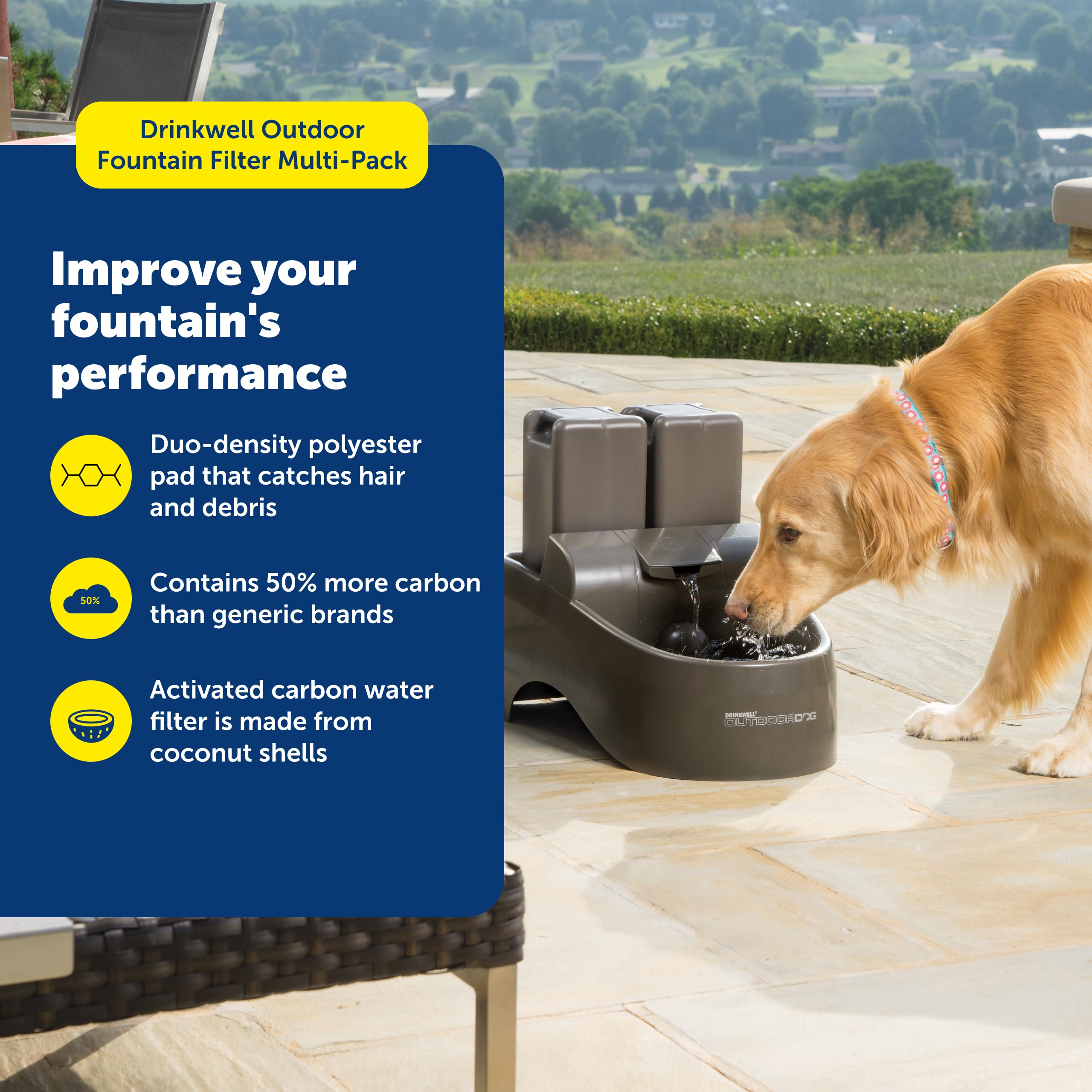 PetSafe Drinkwell Outdoor filtro carbón activado refresca el agua para beber