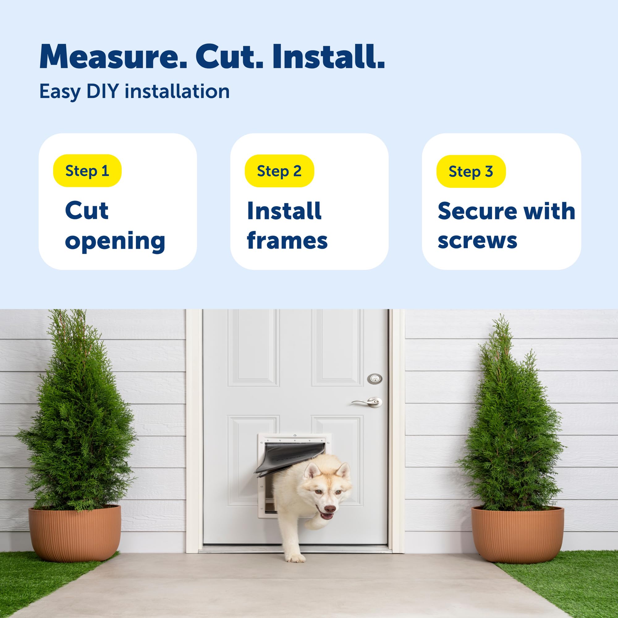 PetSafe Extreme Weather: puerta para perros grandes hasta 45 kg, diseño robusto.