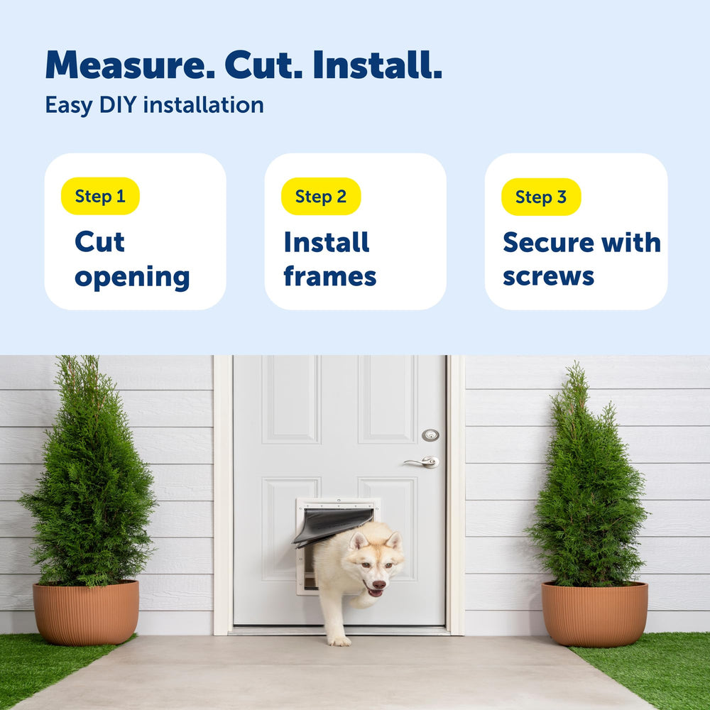 PetSafe Extreme Weather: puerta para perros grandes hasta 45 kg, diseño robusto.