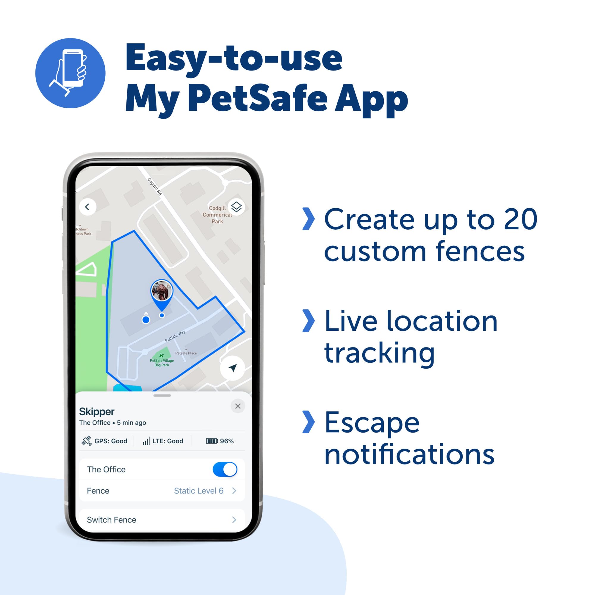 PetSafe Guardian GPS Collar ajuste cómodo: compatible con razas de todos los tamaños.