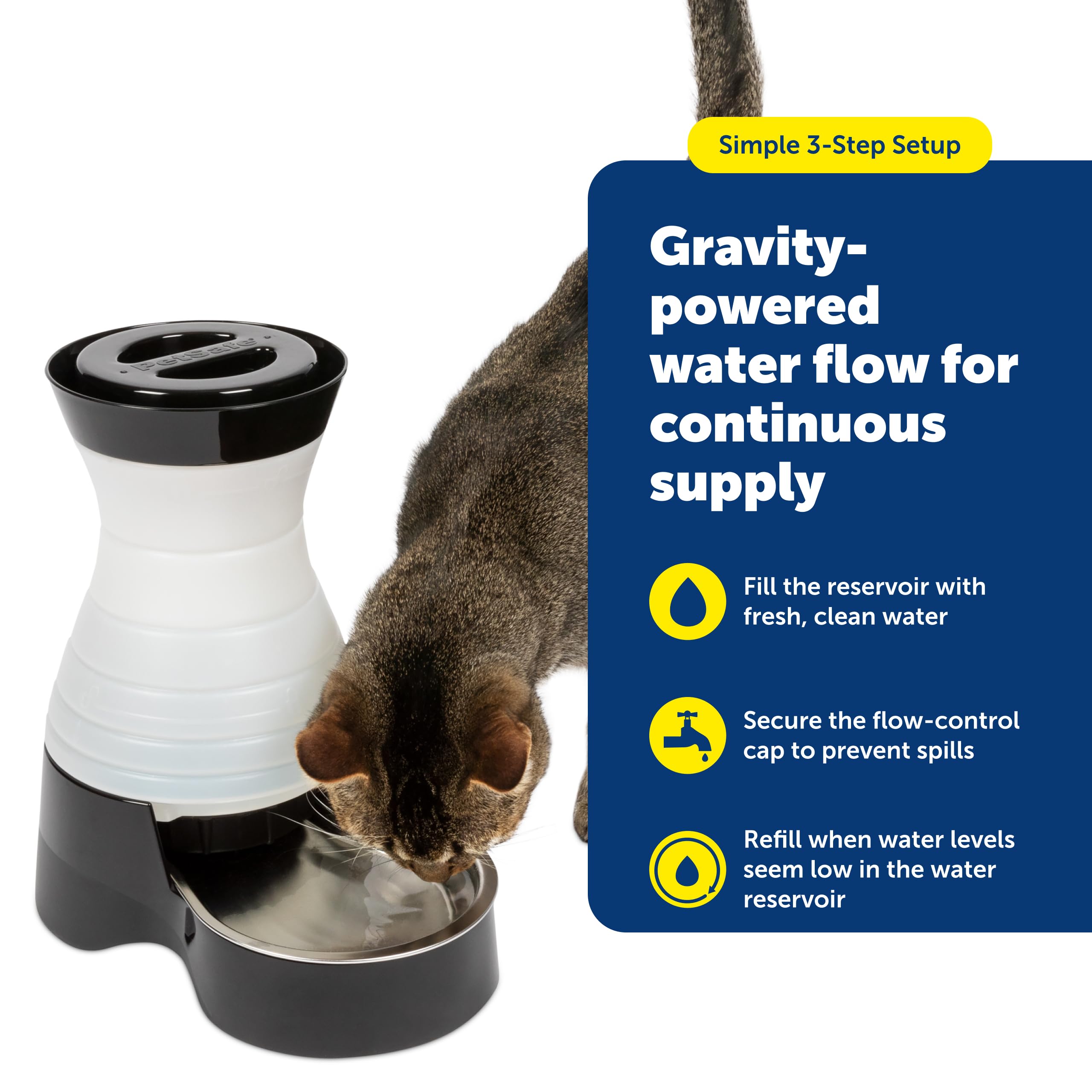 PetSafe Estación de Agua diseño resistente y compacto para evitar derrames.