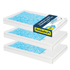 PetSafe ScoopFree Crystal, bandeja desechable, facilita limpieza rápida.