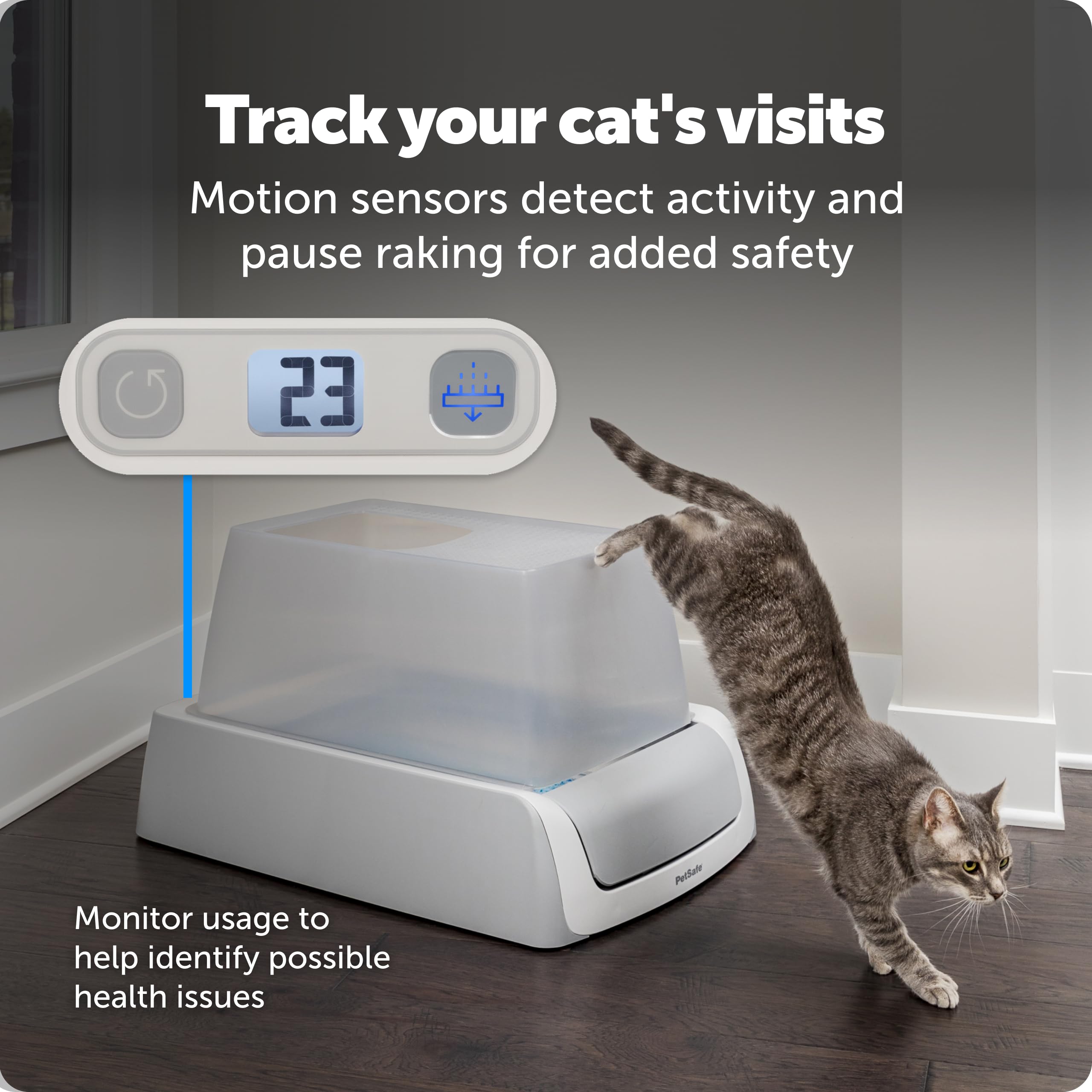 PetSafe ScoopFree Crystal Pro Legacy: diseño de entrada superior para evitar salpicaduras