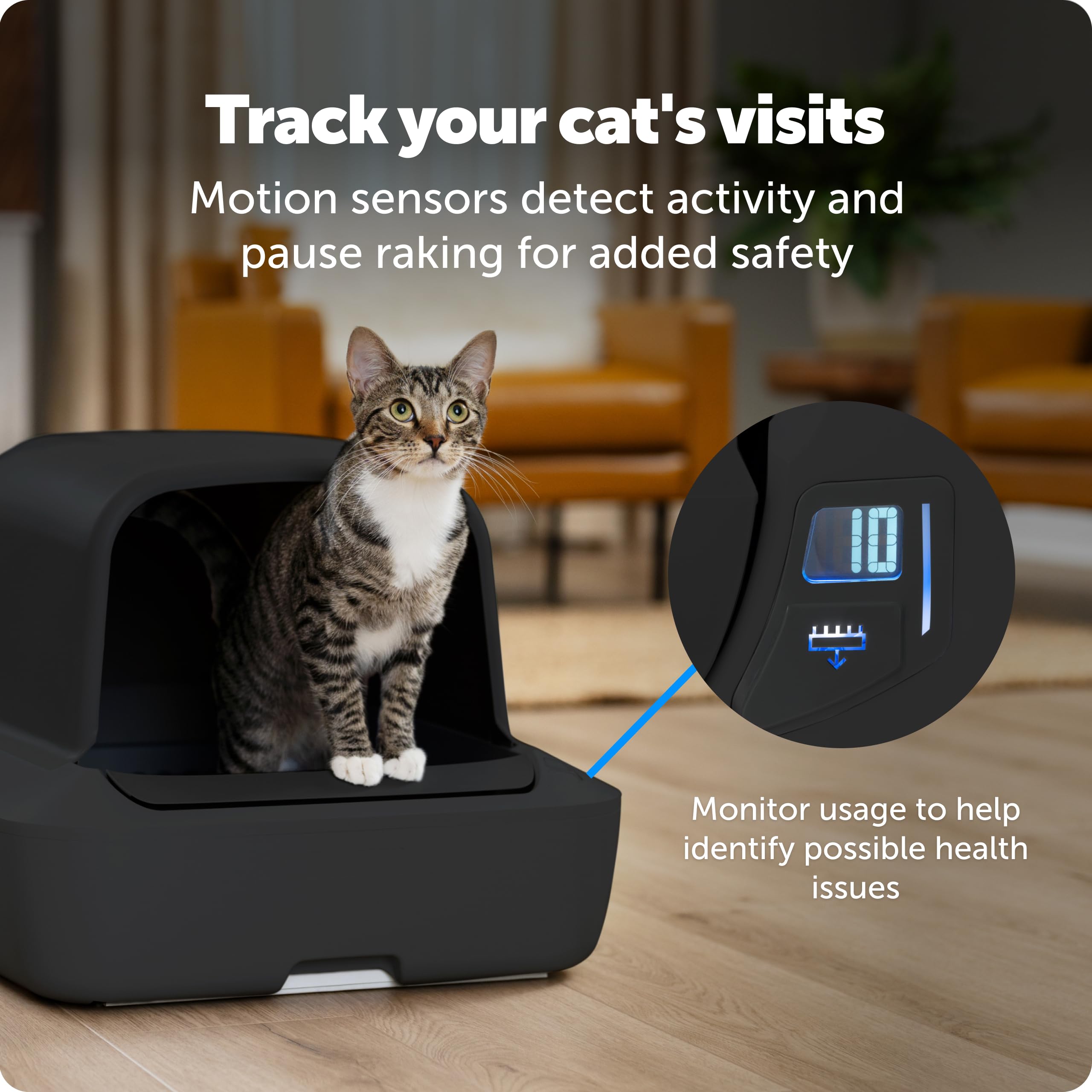 PetSafe ScoopFree Crystal Pro, luz indicadora que avisa cuándo cambiar la bandeja.