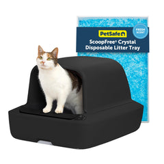 PetSafe ScoopFree Crystal Pro, vista general frontal de la caja autolimpiable para gatos.