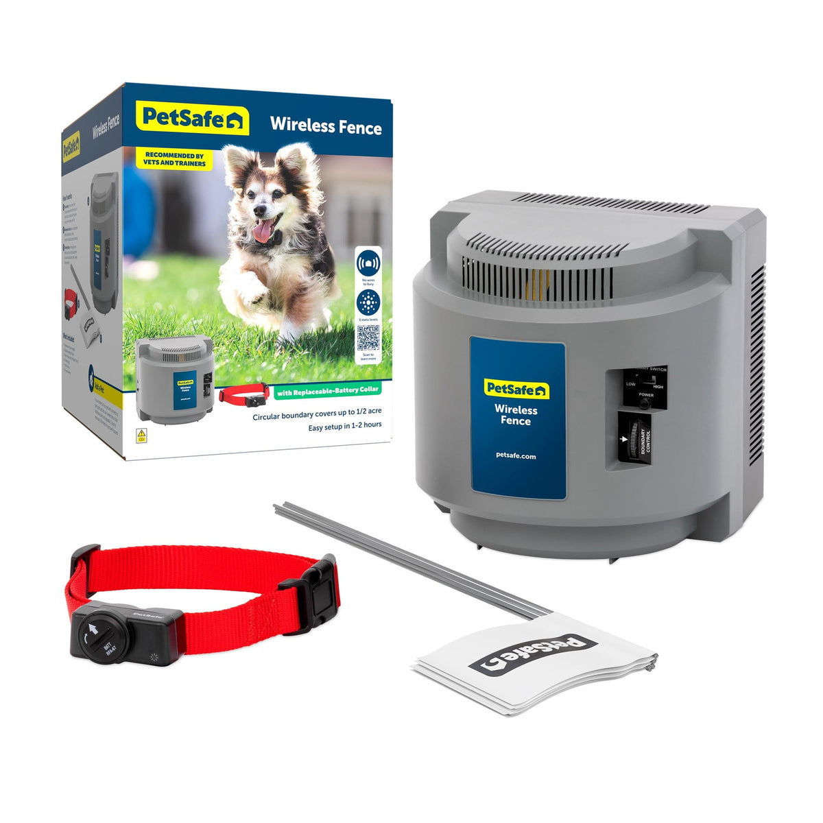 La marca PetSafe: transmisor para contención inalámbrica, configuración rápida para interiores o viajes.