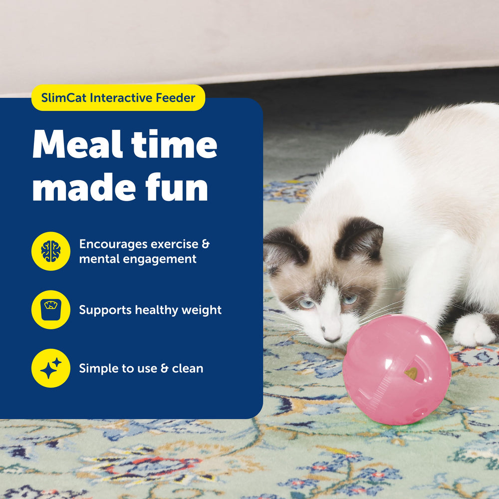 PetSafe SlimCat porción ajustable, permite adaptar la cantidad liberada durante cada rodar.