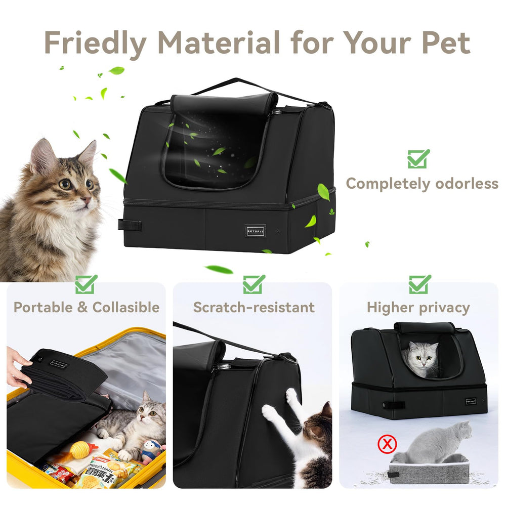 Petsfit caja con puerta y cierre de cremallera para menos derrames.