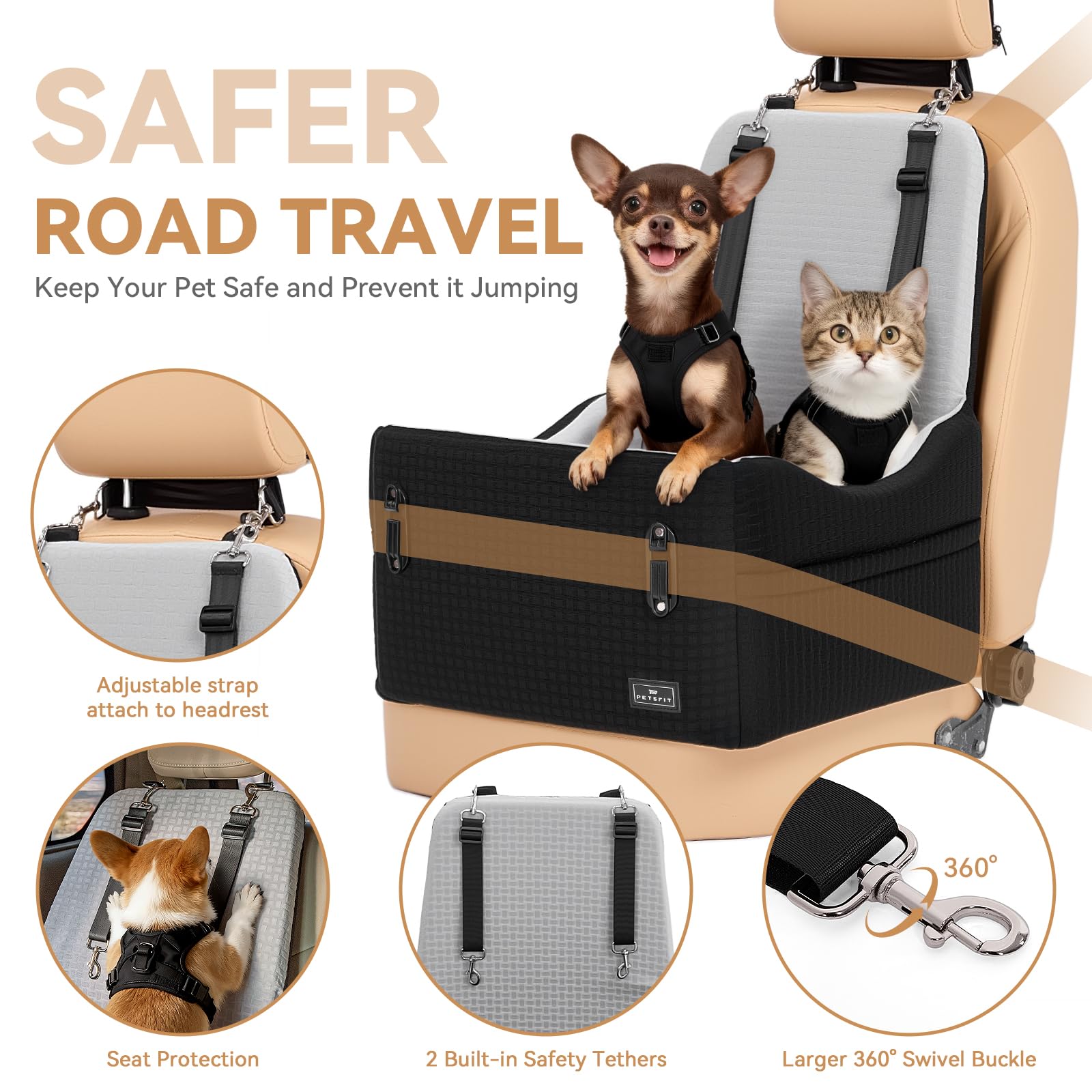 PETSFIT elevación de 6 pulgadas ofrece vista y reduce ansiedad durante la carretera