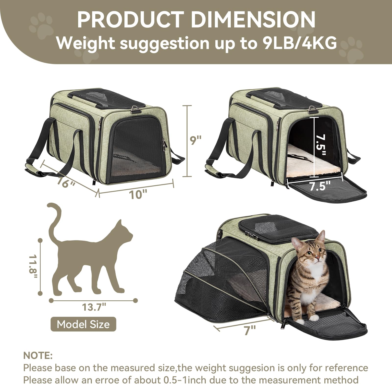 Petsfit porta-mascotas expandible interior para descanso cómodo