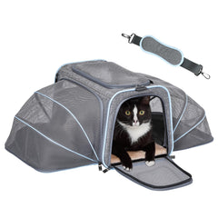 Petsfit transportín expandible para gatos y perros con ventanas de malla ventilada.