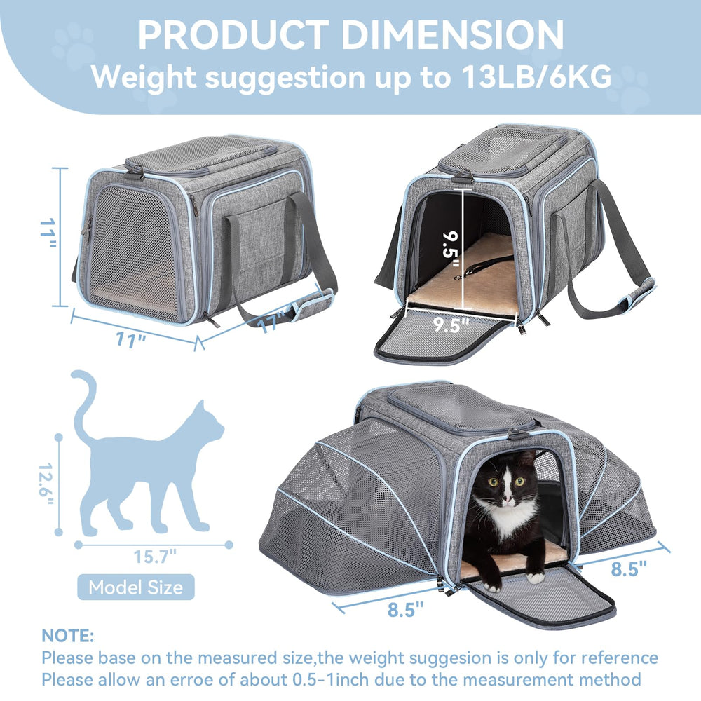 Espacio expandido en Petsfit para que la mascota se estire durante el viaje.