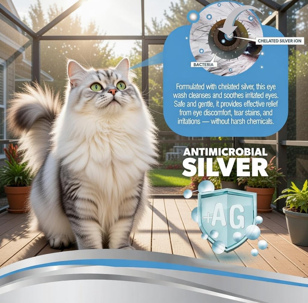 PetSilver tapa giratoria, envase práctico para aplicación de ojos.