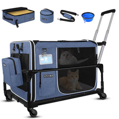 Petskd portador-gato-expandible-extralargo con ruedas para viaje cómodo