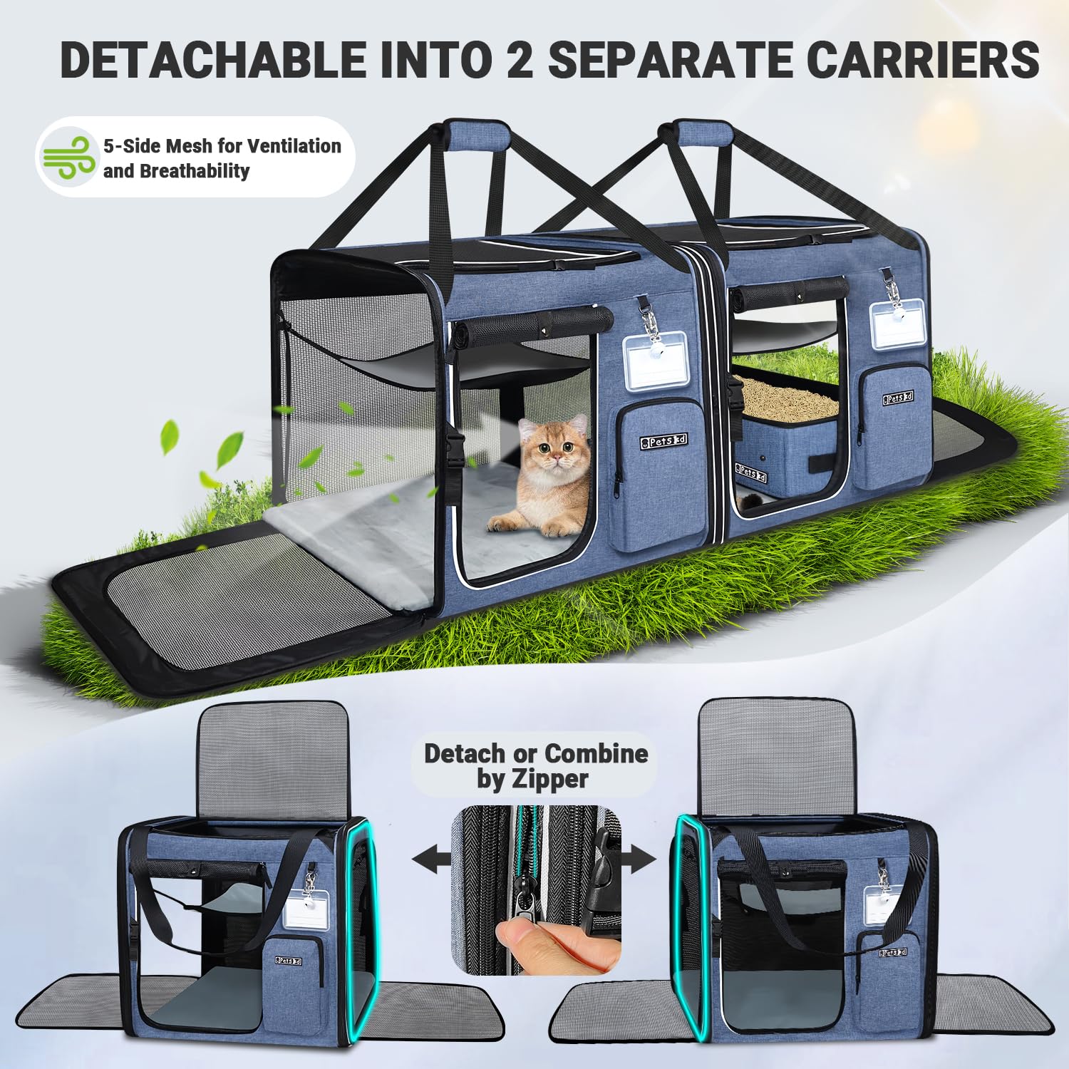 Petskd portador con mallas de ventilación para buena circulación de aire.