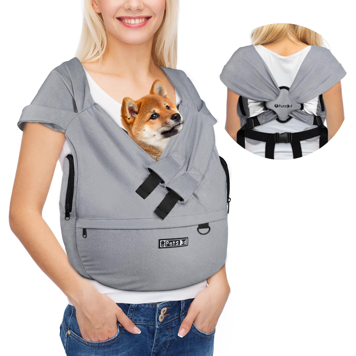 Petskd Sling frontal para perro pequeño, paseo cómodo y manos libres.