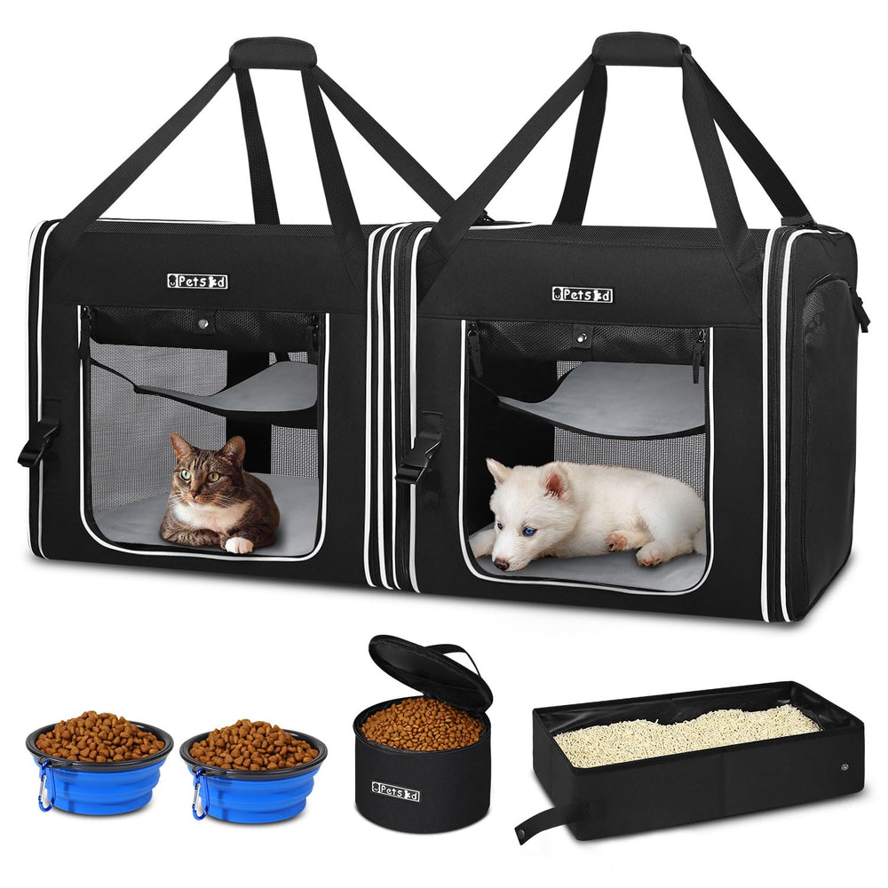 Petskd transportín doble para gatos, vista exterior, ideal para viajes prolongados