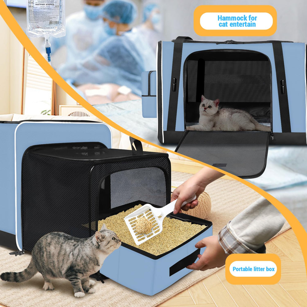 Petskd transportín con caja de arena plegable para viaje limpio