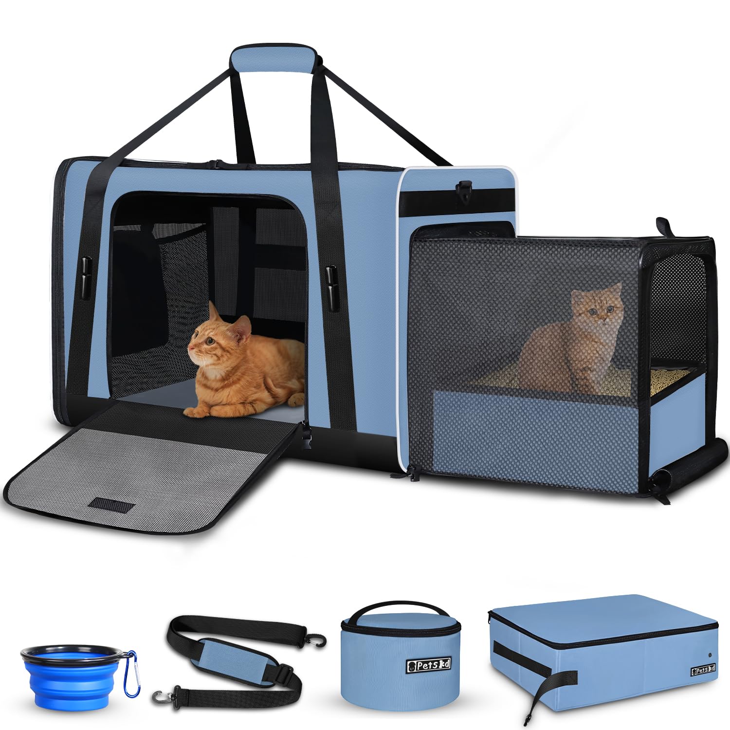 Petskd transportín para gatos grande expandible, ideal para viajes en coche