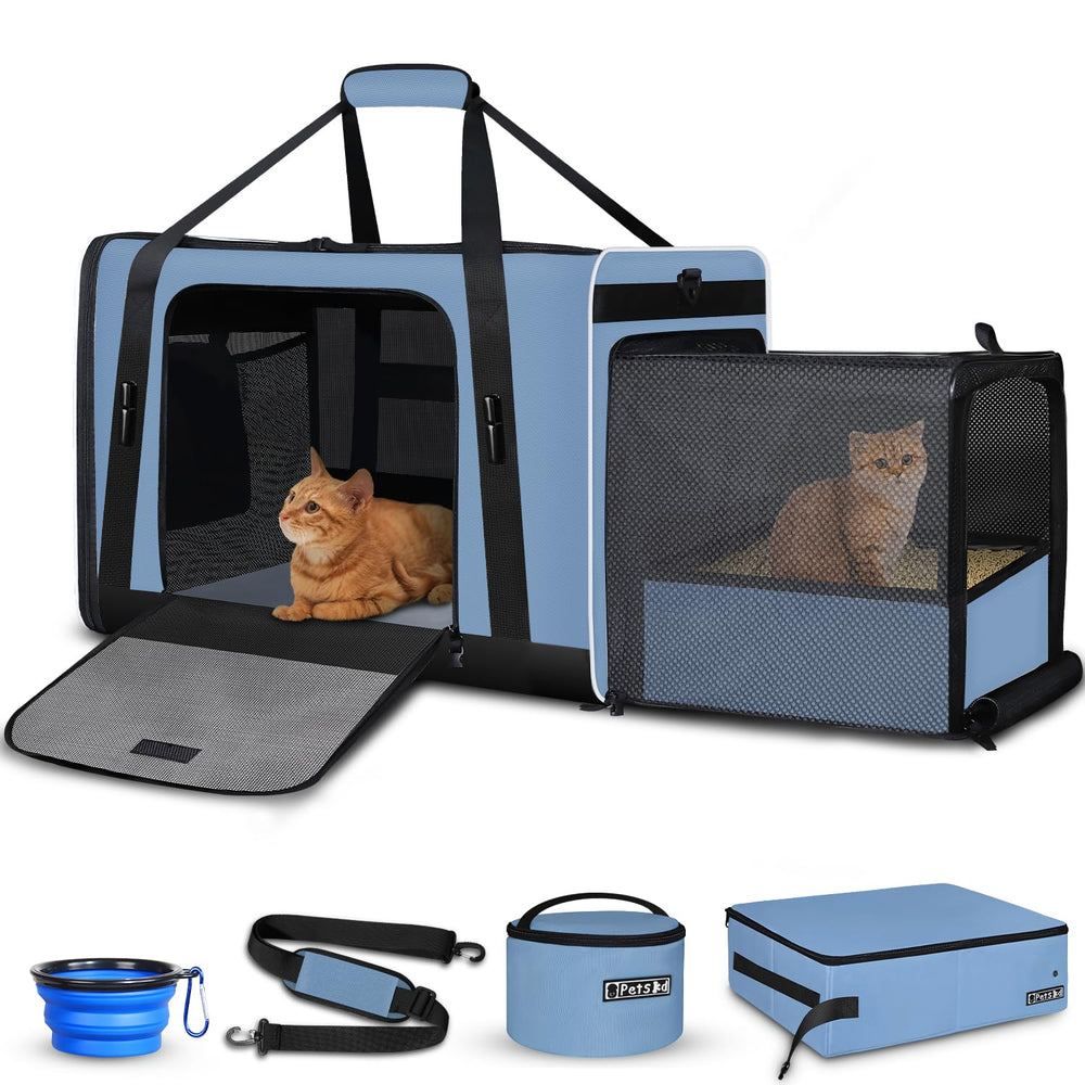 Petskd transportín para gatos grande expandible, ideal para viajes en coche