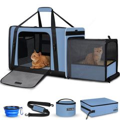 Petskd transportín para gatos grande expandible, ideal para viajes en coche