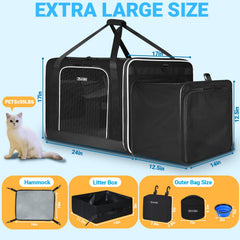 Petskd transportín con caja de arena integrada para limpieza rápida