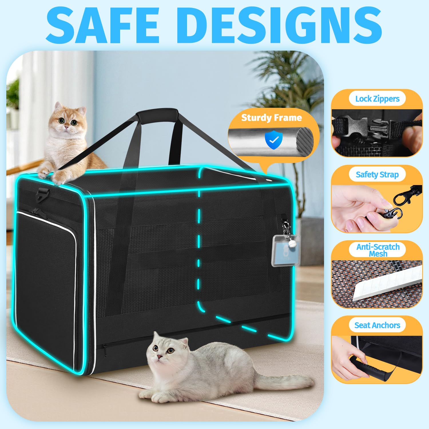 Petskd transportín con tejido Oxford impermeable para fácil limpieza