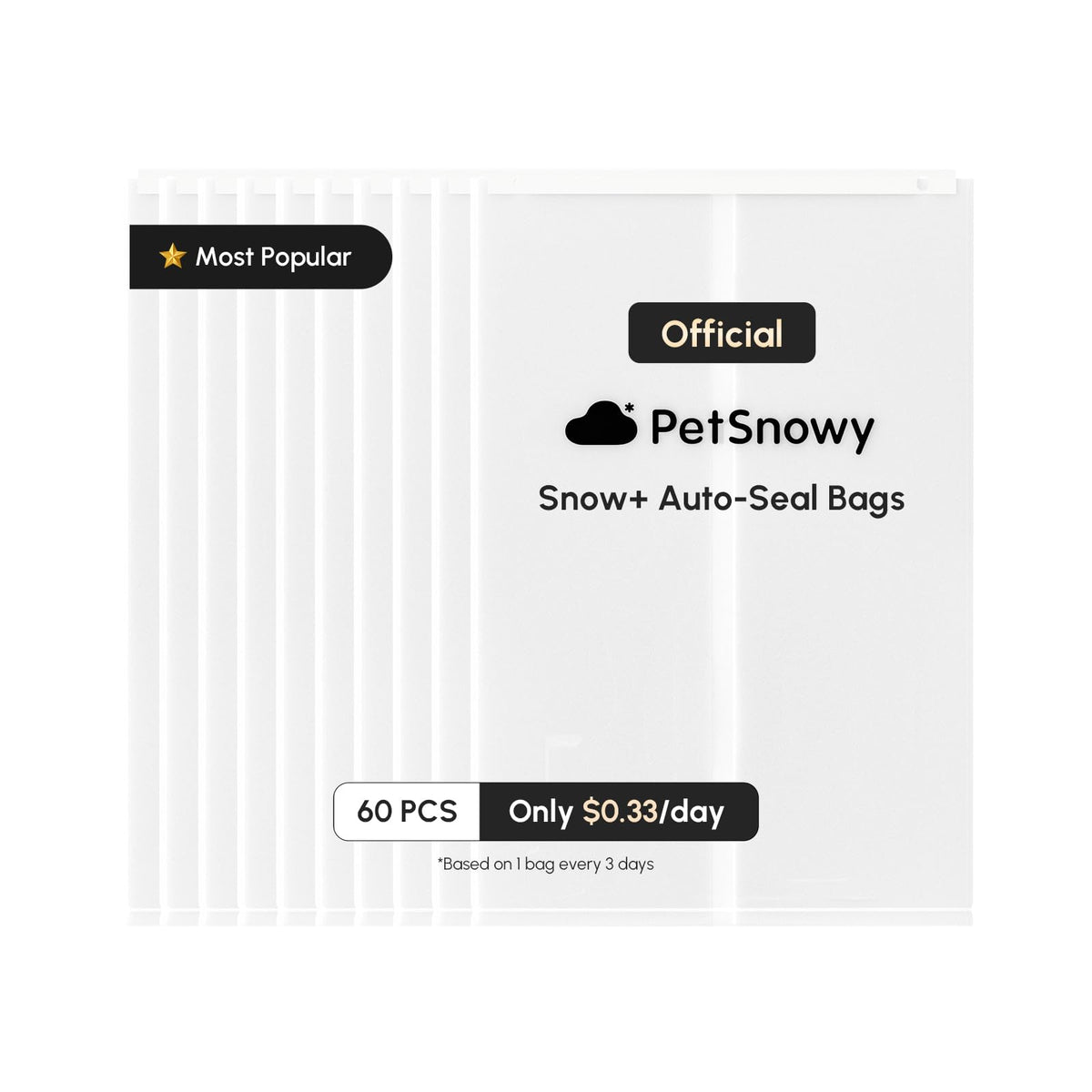 PetSnowy bolsas autocerrables para caja de arena automática, uso diario y limpieza fácil.