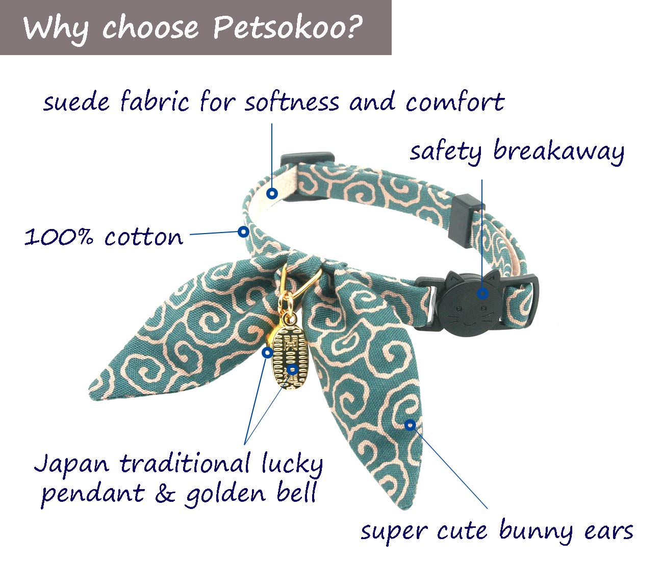 PetSoKoo collar con charm japon開三運 para buena suerte y estilo