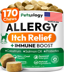 Petsology masticables para alergias en perros: alivio del picor diario y bienestar.