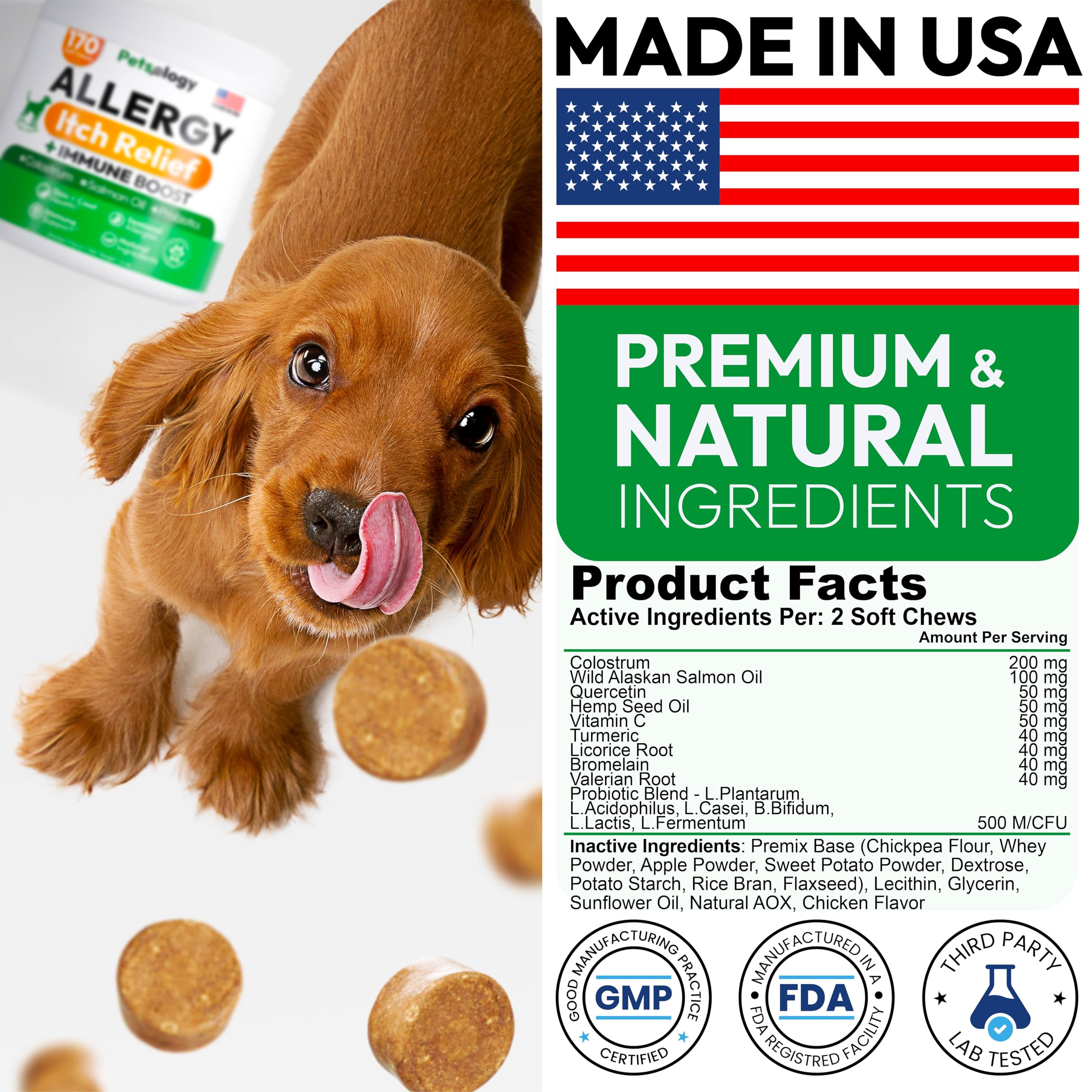 Petsology impulso inmunitario para perros, defensa natural y piel calmada.