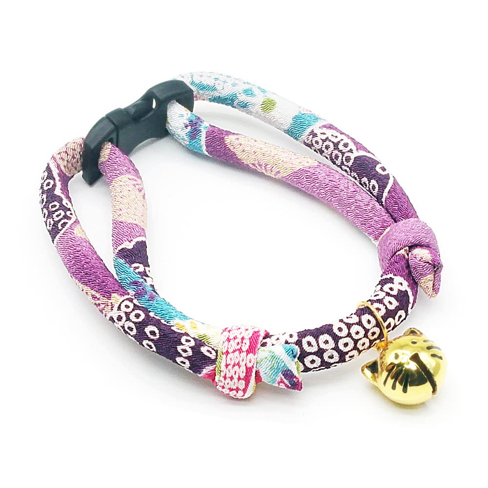 PetSoKoo collar con kimono Chirimen, diseño japonés elegante para estilo diario.