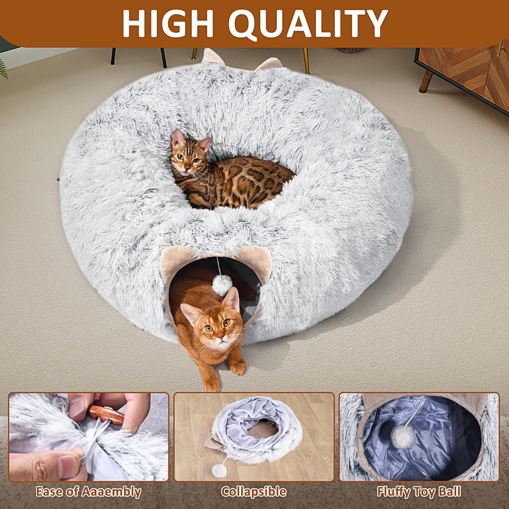 PETSTA túnel-gato-cama-central-lavable: cama interna lavable para fácil limpieza.