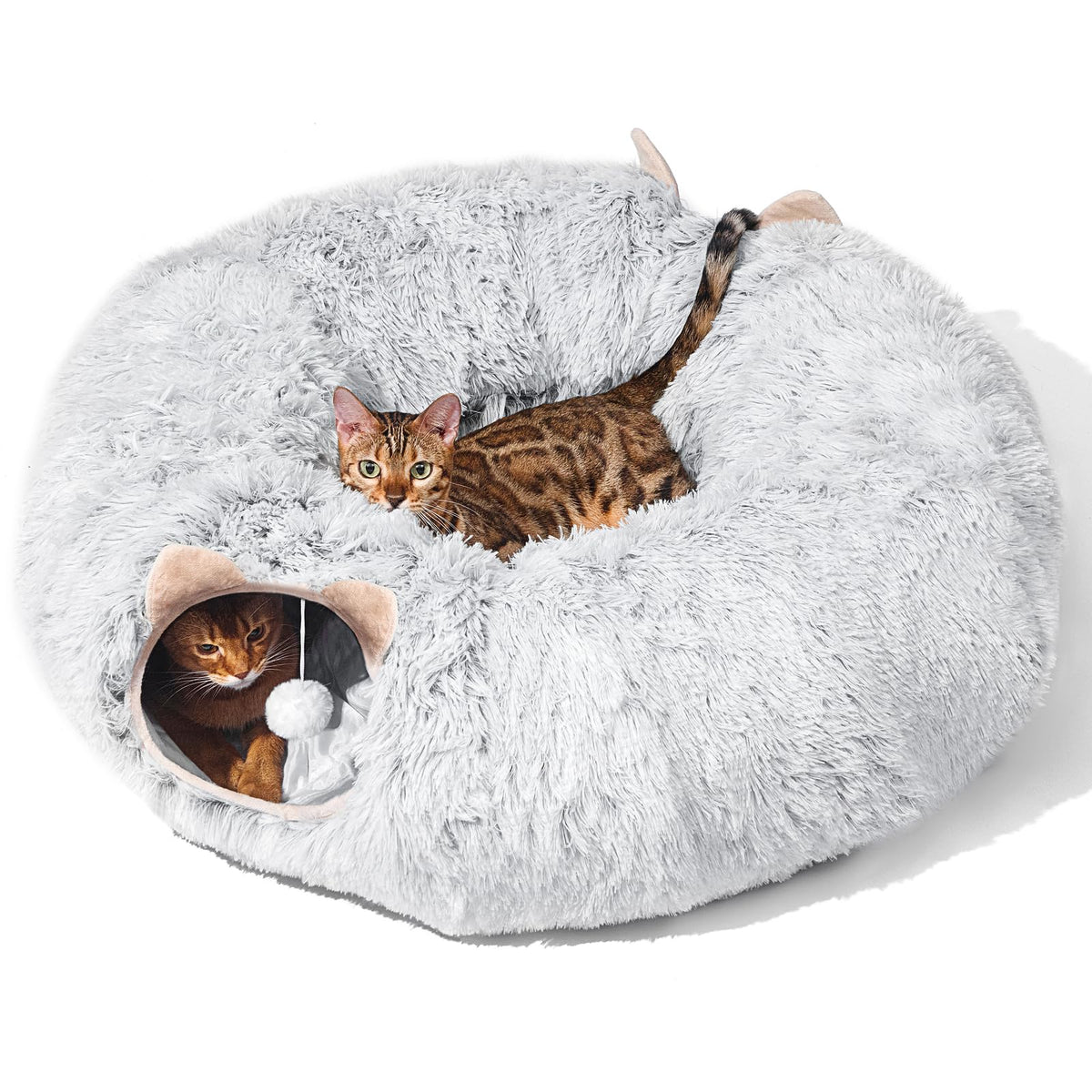 PETSTA túnel-gato-cama-en-forma-de-dona: refugio suave para tu felino.