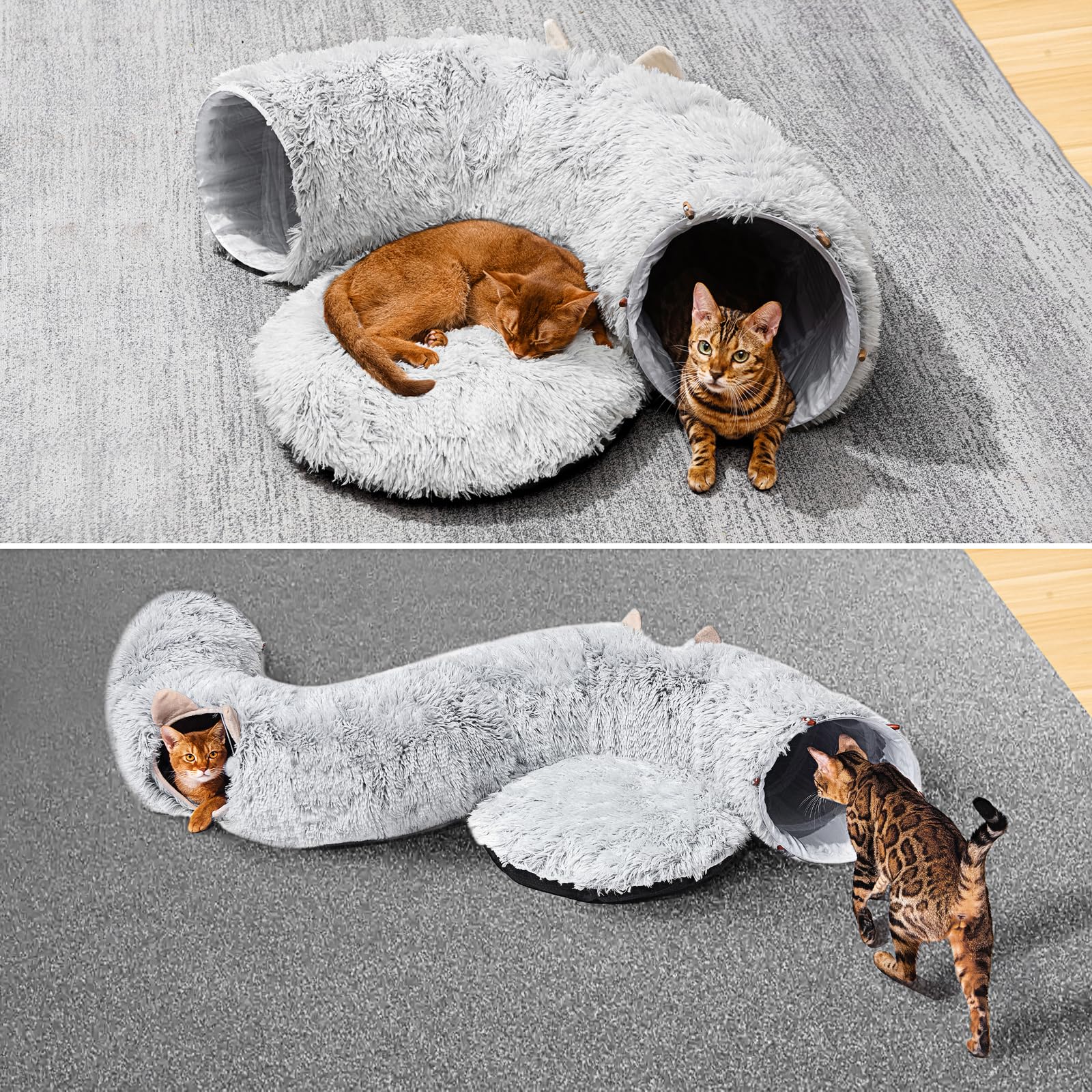 PETSTA túnel-gato-material-peluche-duradero: tela suave y resistente para uso diario.