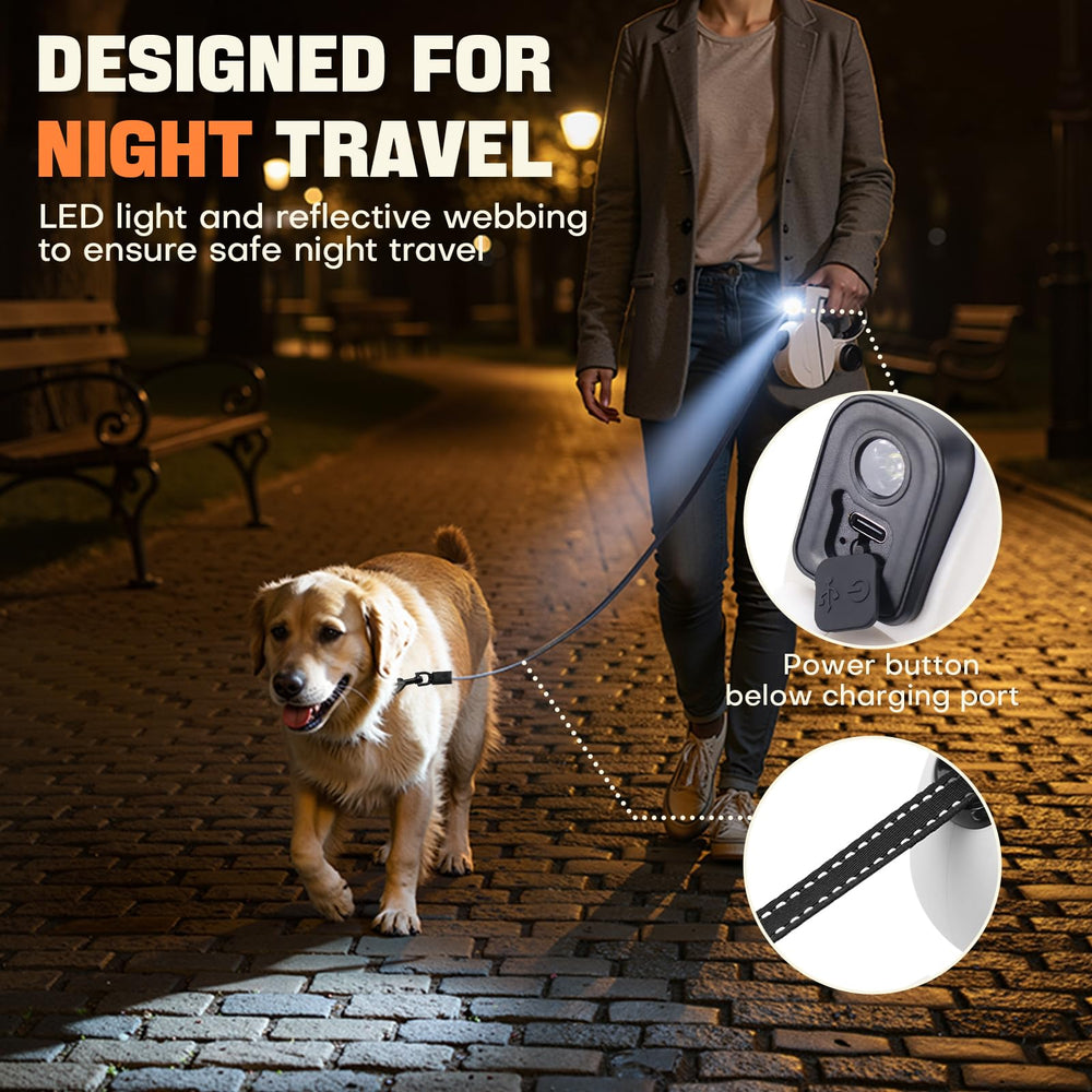 PETSWEET correa retráctil con cinta reflectante para mayor visibilidad nocturna.