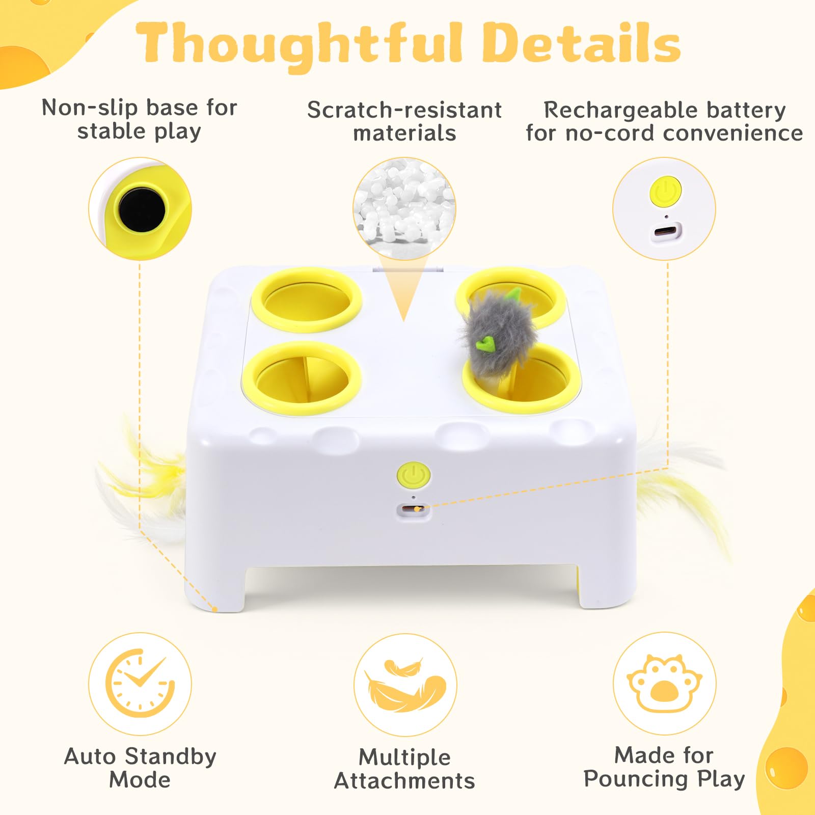 PETSWEET Juguete interactivo para gatos con 3 modos de juego.
