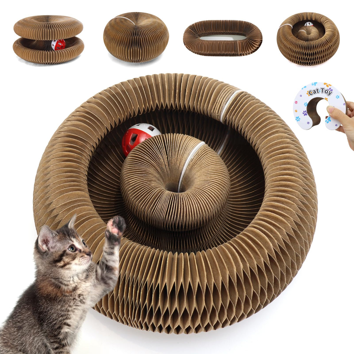 PETSWEET Magic Organ rasca-cartón plegable para gatos, juego versátil en casa.
