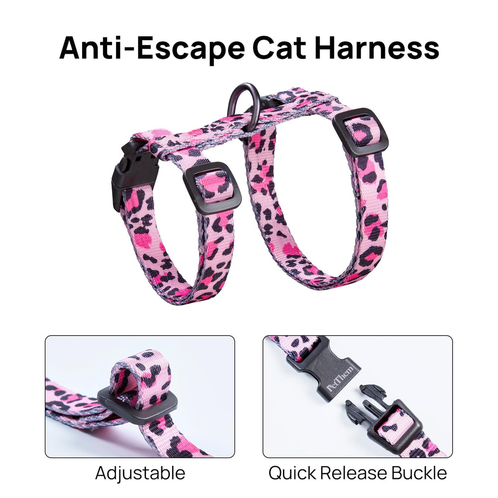 PetThem arnés-gato-ajuste-ergonomico se adapta al cuello y pecho para mayor confort.