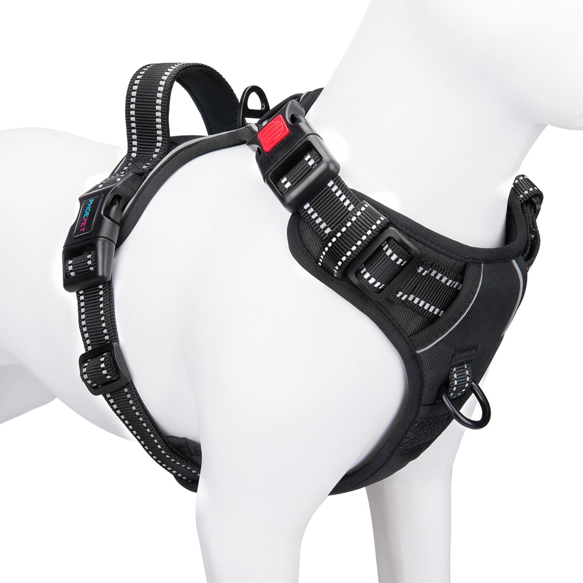PHOEPET arnés sin tirón con clip frontal para paseos más suaves.