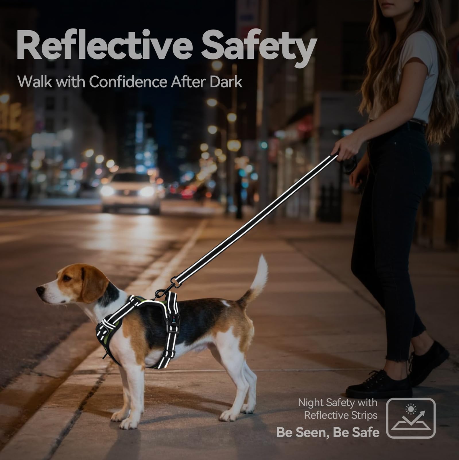 PHOEPET tiras reflectivas para mayor visibilidad en la noche.