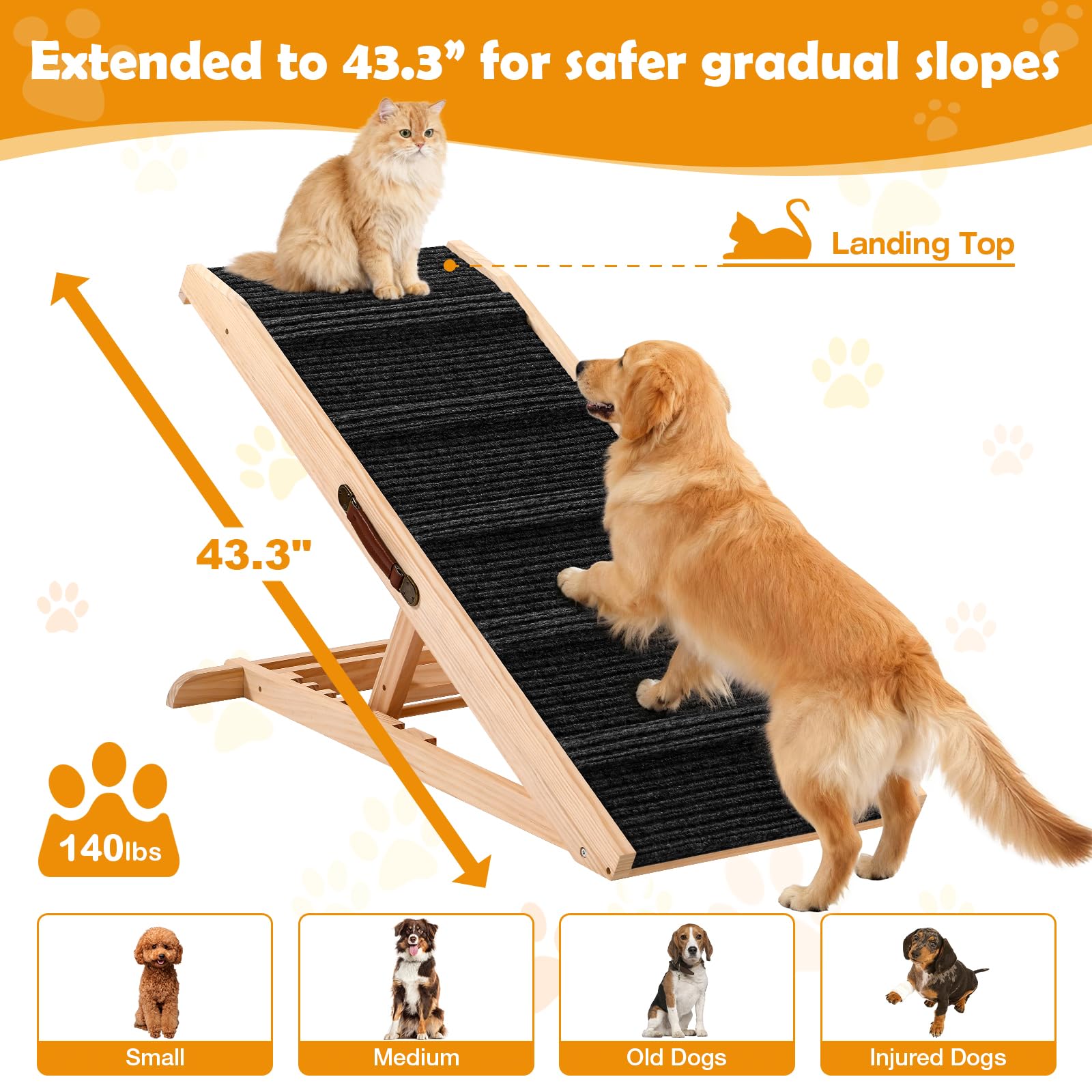 PiChongspace rampa para perros, uso en sillón, subida segura para perros mayores
