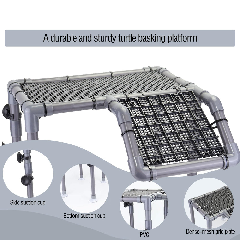 Superficie texturizada de la rampa brinda agarre estable para tortugas de distintos tamaños.