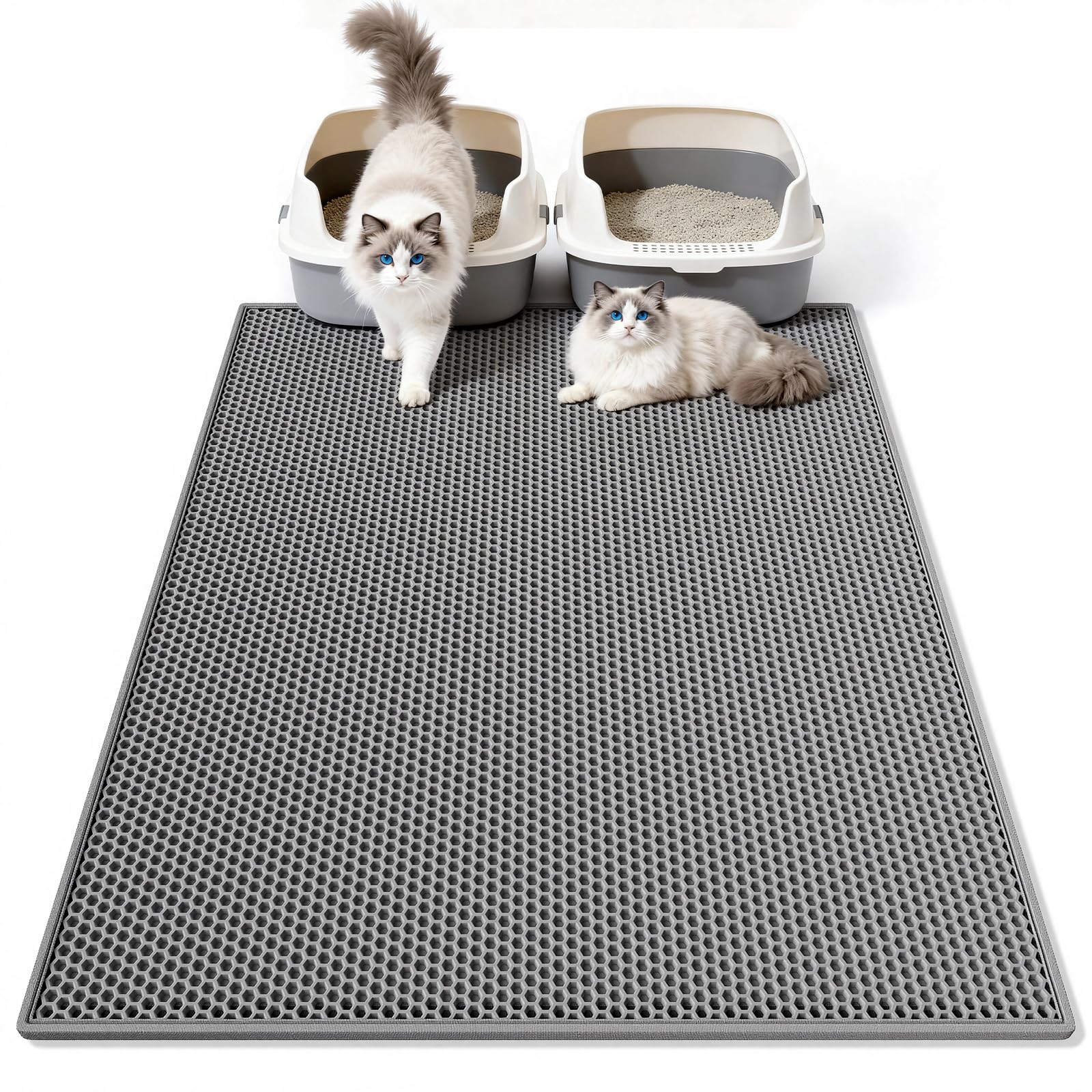 Pieviev alfombrilla para arena de gatos, doble capa, captura arena y protege el suelo.