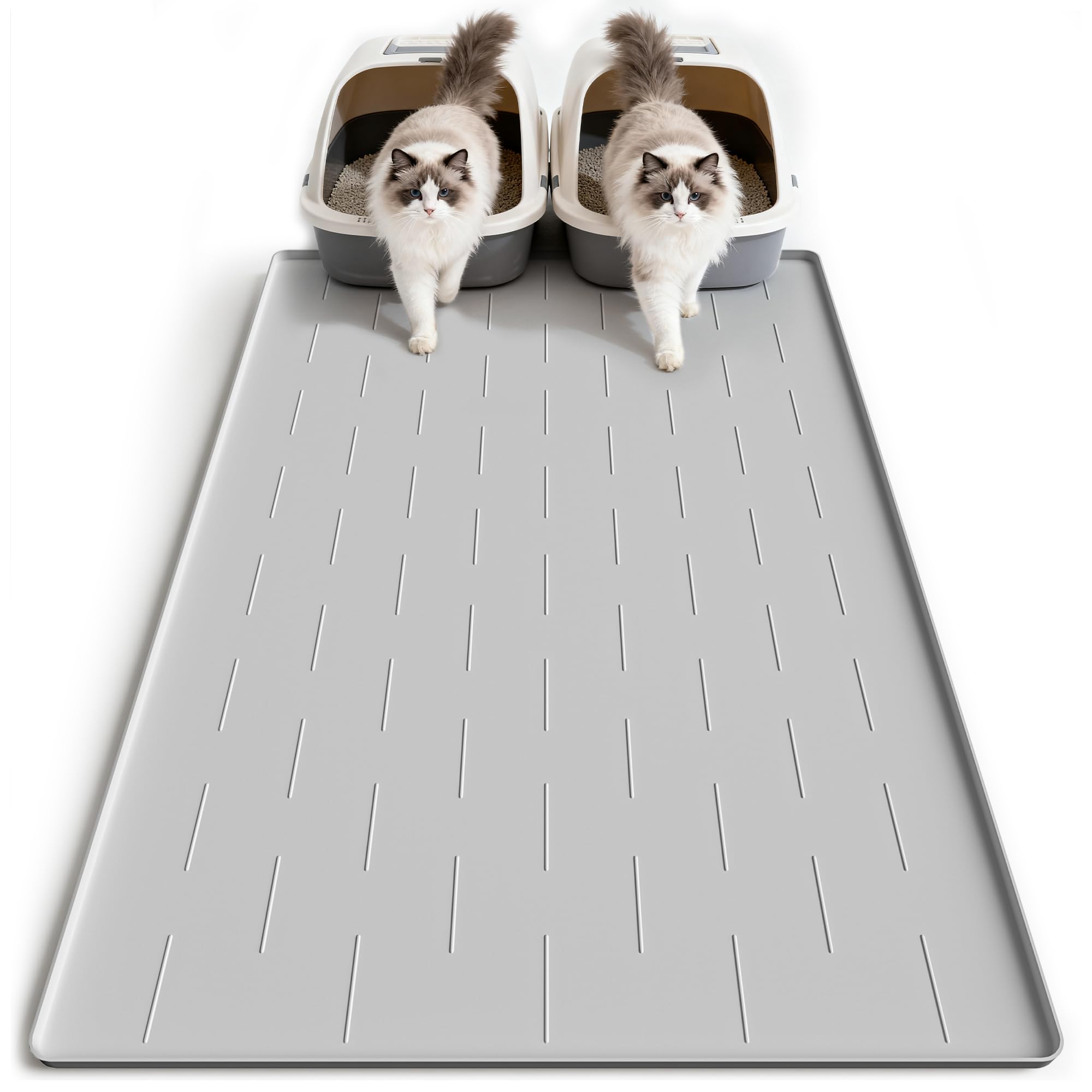 Pieviev: Alfombrilla para arena de gato 40x28 que ayuda a recoger arena de las patas.