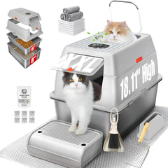 PINENEST Bandeja XXL con tapa: privacidad y control de olores para gatos grandes