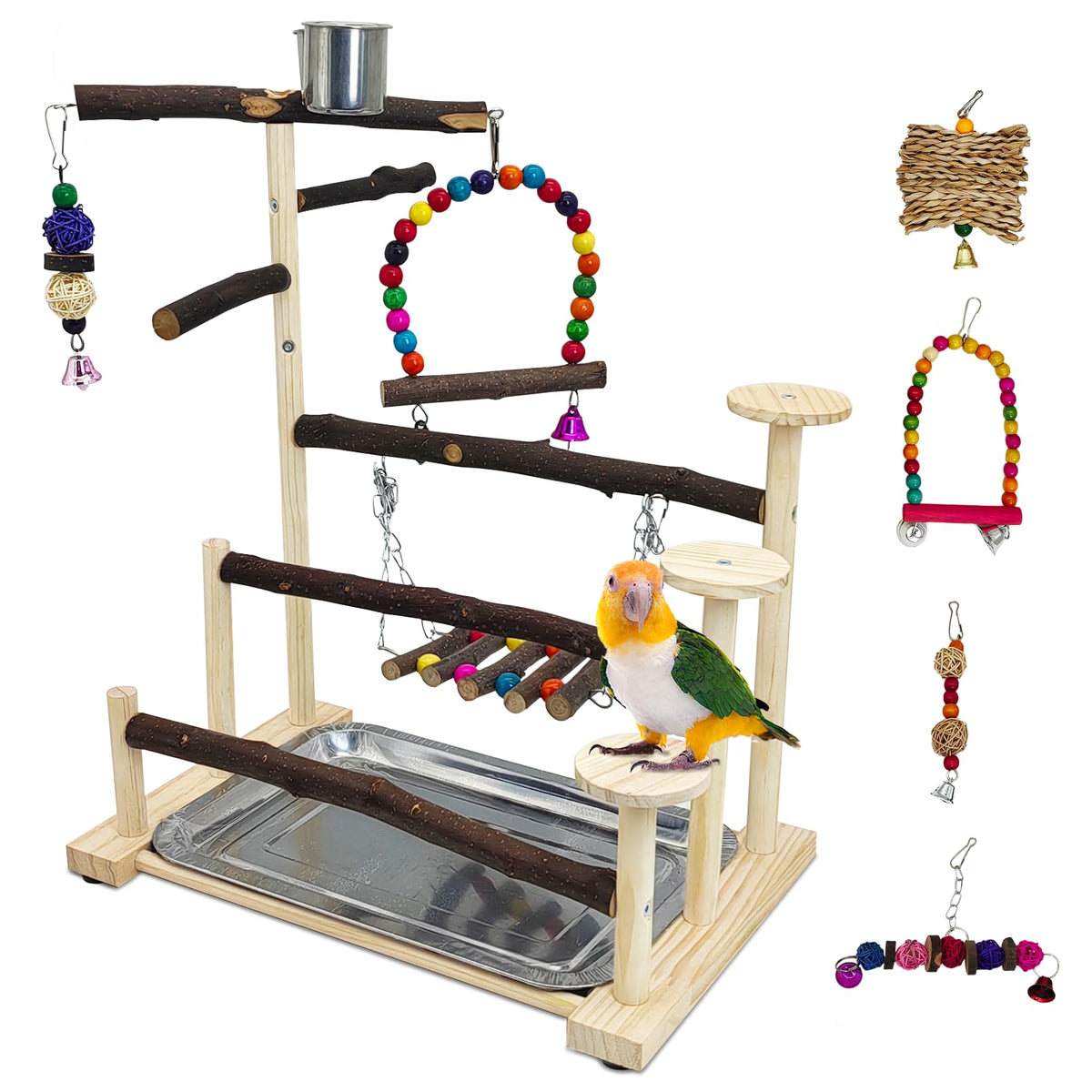 PINVNBY Bird Playground: parque para aves facilita juego y exploración segura.