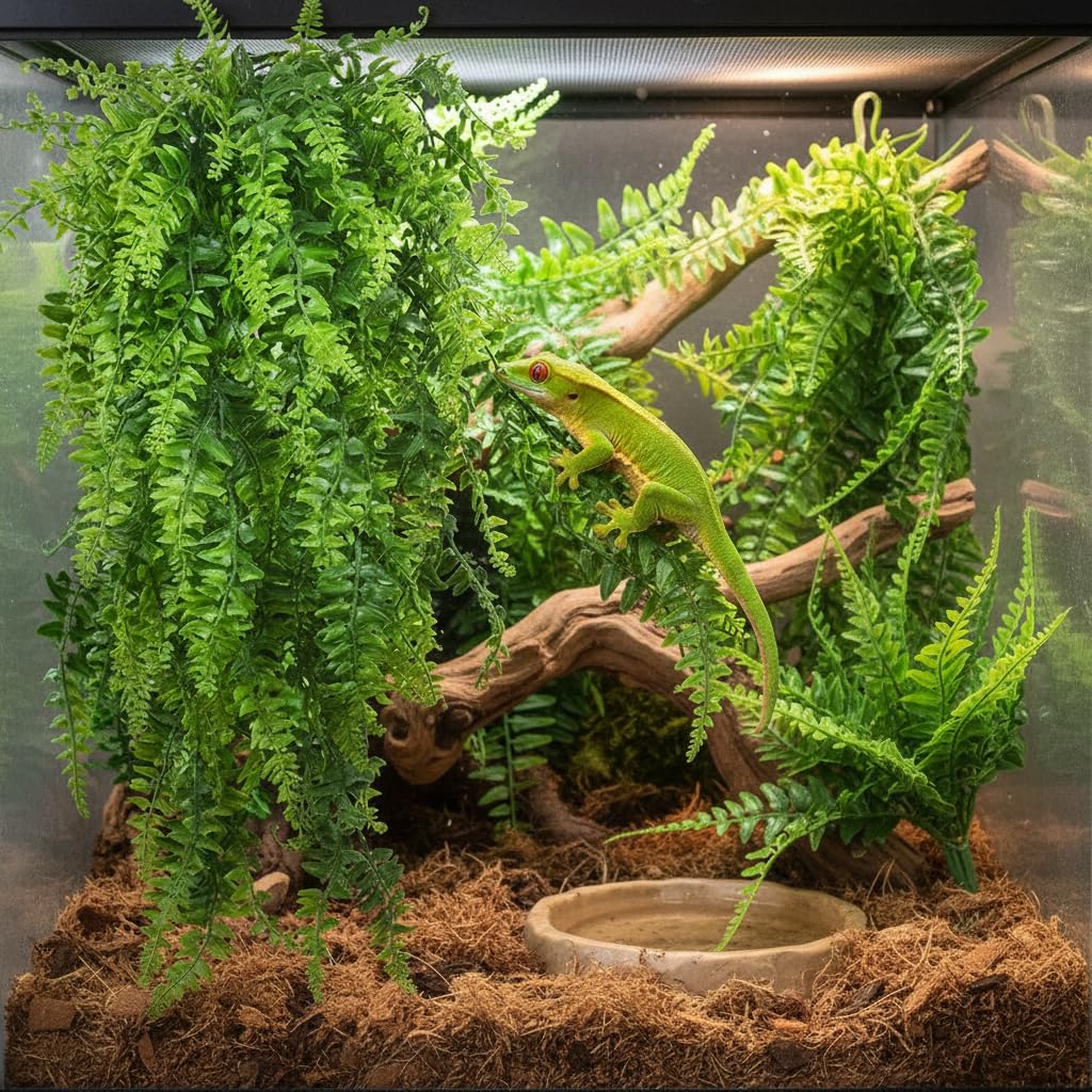 PINVNBY juego de 2 plantas mejora la decoración y el refugio del terrario.