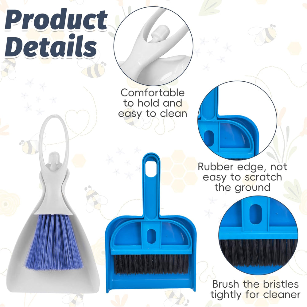 PINVNBY conjunto mini-cepillo-recogedor, ergonómico y compacto para jaulas y mesas